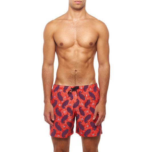 5.5" Truro Swim Short - Cactus Paisley, Red