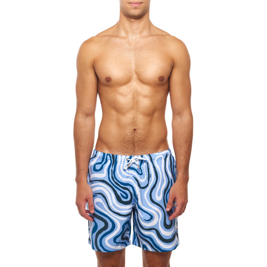 7.5” Madison Swim Short -  Summer Dunes, Blue & White