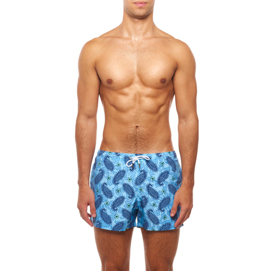 3.5" Pines Swim Short - Cactus Paisley, Blue
