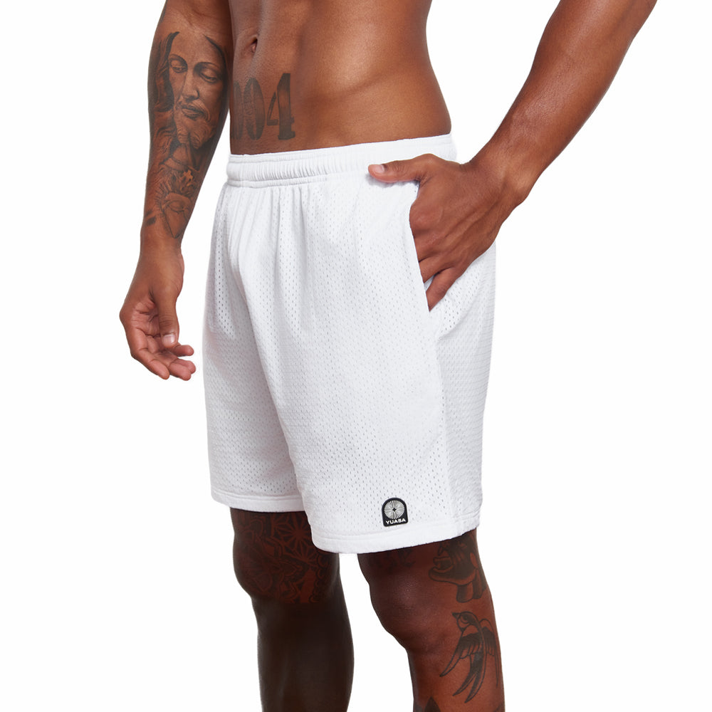 6" Mesh Lounge Short - White