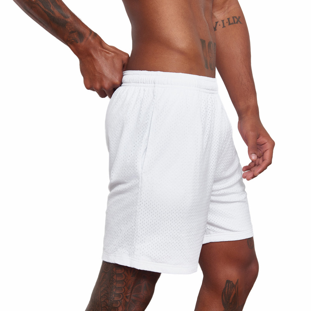 6" Mesh Lounge Short - White