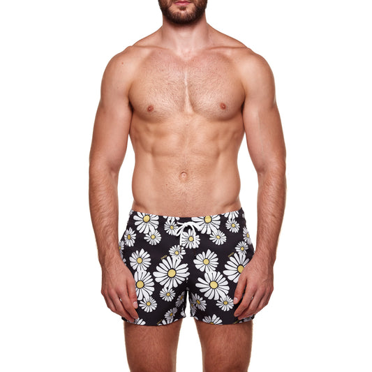 3.5" Pines Swim Short - Lazy Daisy - Black & White