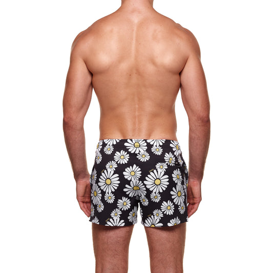 3.5" Pines Swim Short - Lazy Daisy - Black & White