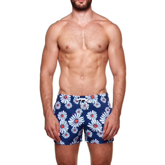3.5" Pines Swim Short - Lazy Daisy -Blue & Orange