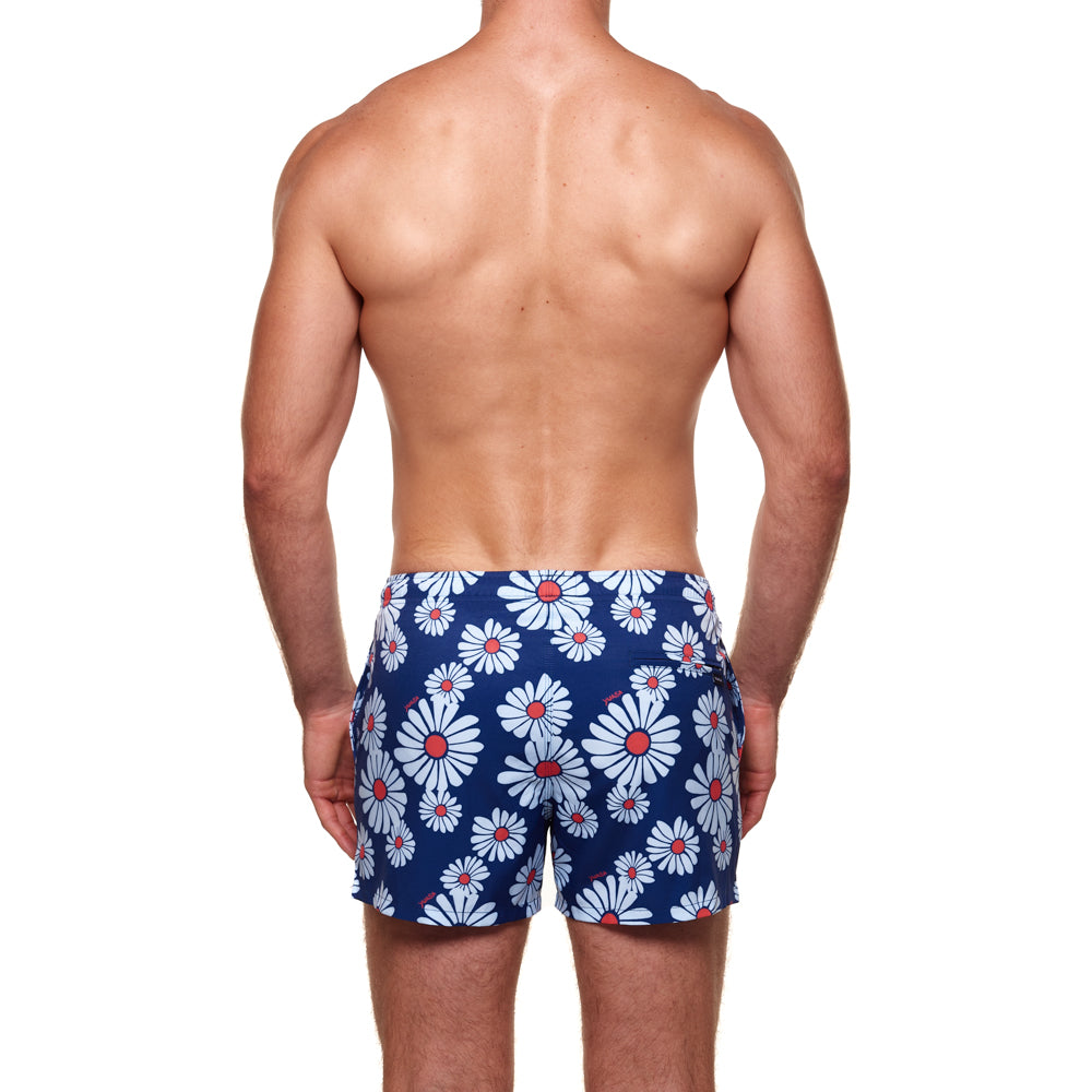 3.5" Pines Swim Short - Lazy Daisy -Blue & Orange