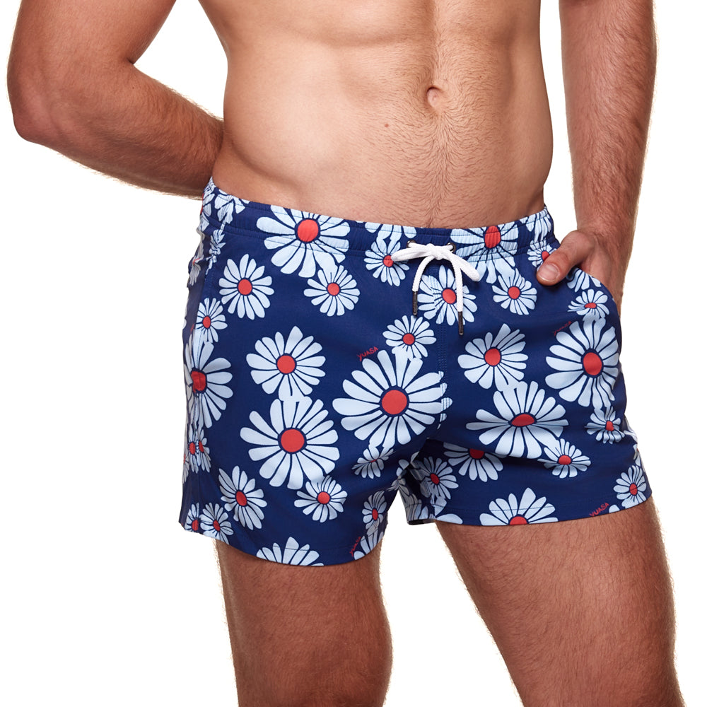 3.5" Pines Swim Short - Lazy Daisy -Blue & Orange