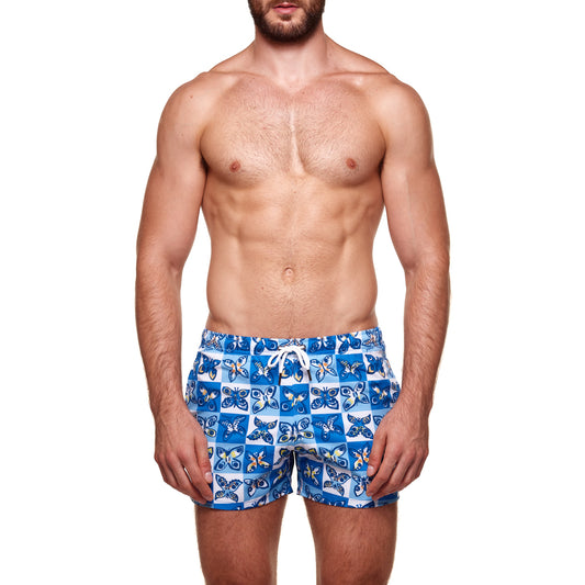 3.5" Pines Swim Short - Summer Butterflies Blue