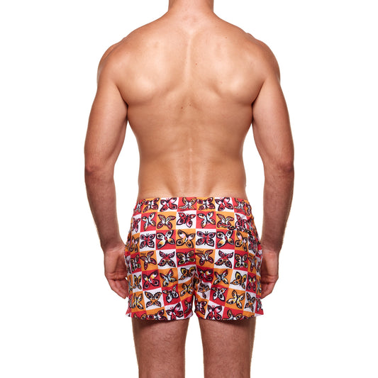 3.5" Pines Swim Short - Summer Butterflies Tigerlily Orange