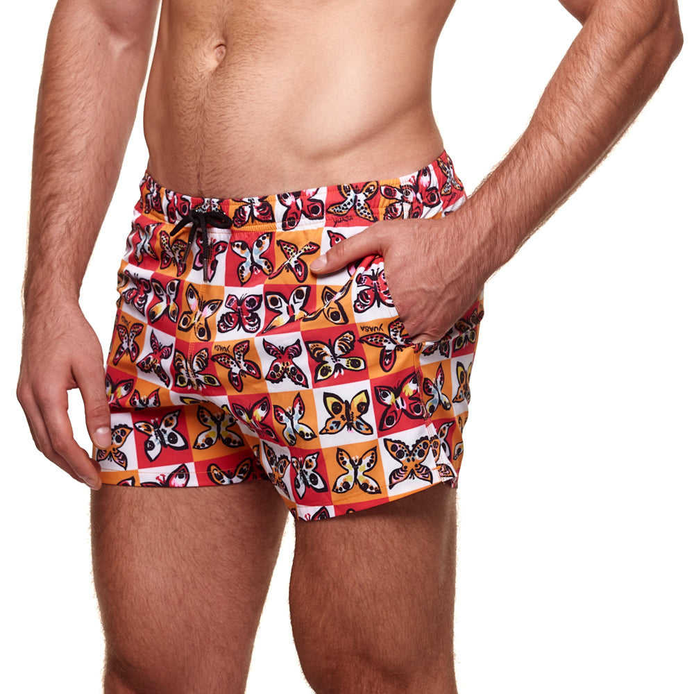 3.5" Pines Swim Short - Summer Butterflies Tigerlily Orange