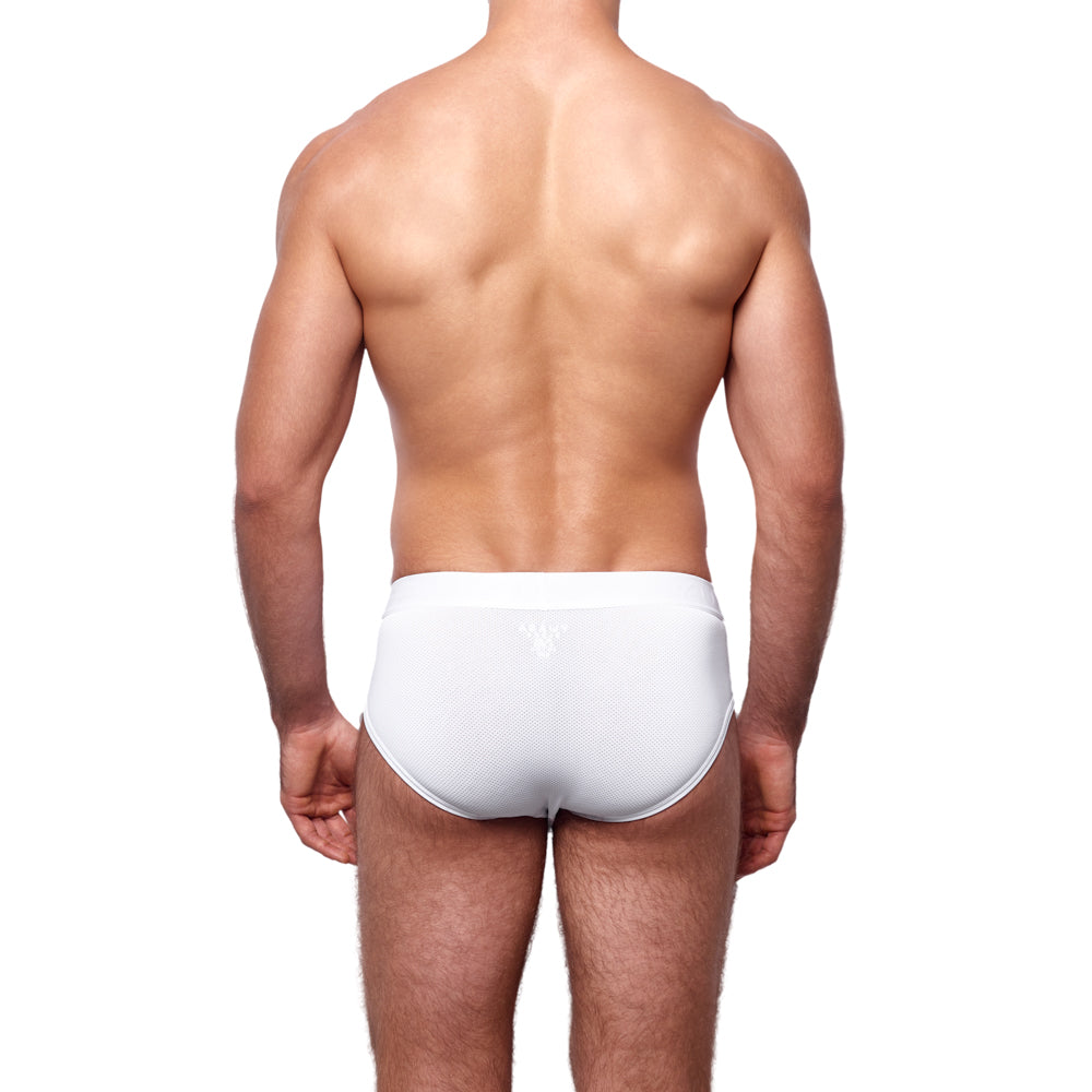 Carbon Mesh Tagless Hip Brief Optic White