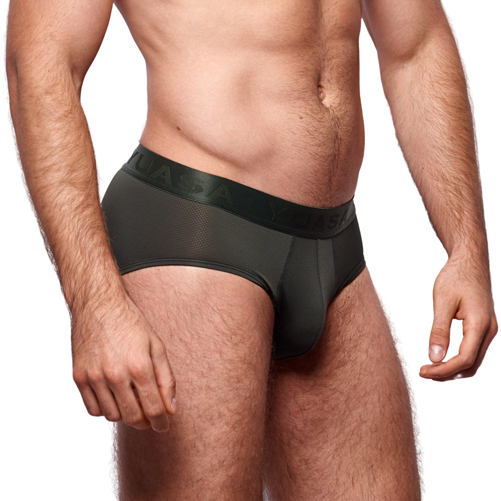 Carbon Mesh Tagless Hip Brief Olive Green