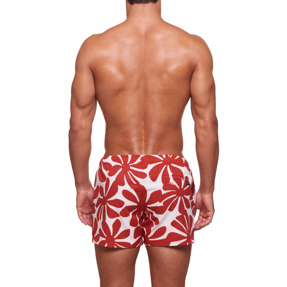 3.5" Pines Swim Short - Blossom - Rooibos Red