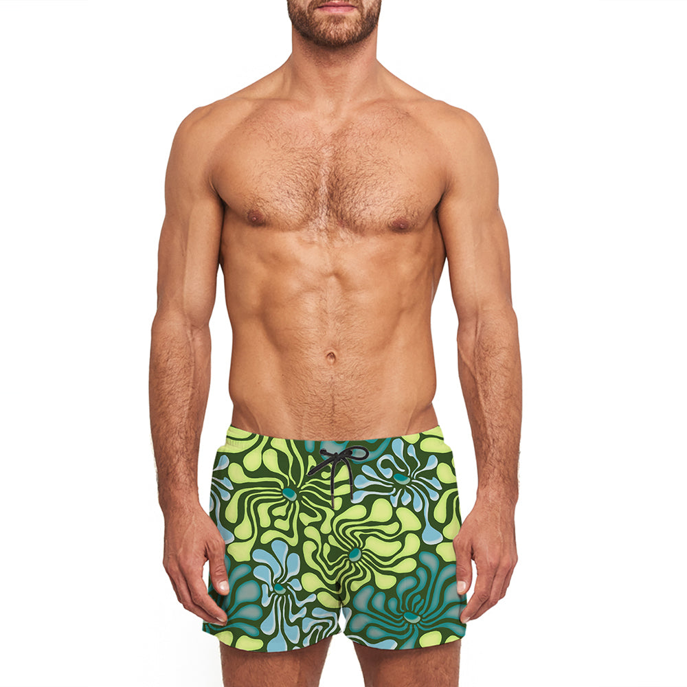 3.5" Pines Swim Short - Acid Floral, Green & Yellow