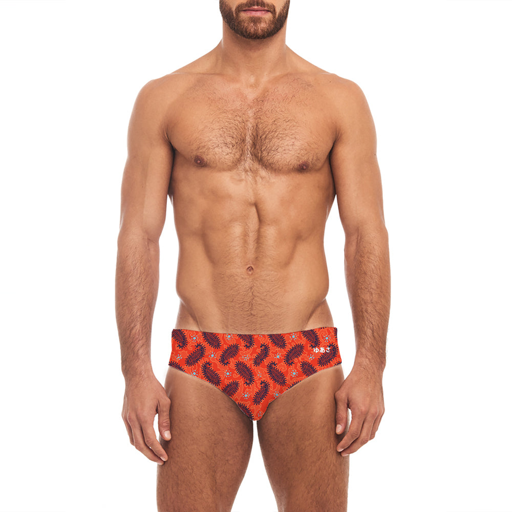 Cactus Paisley Swim Brief - Red