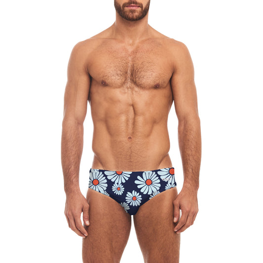 Classic Swim Brief - Lazy Daisy Blue & Orange