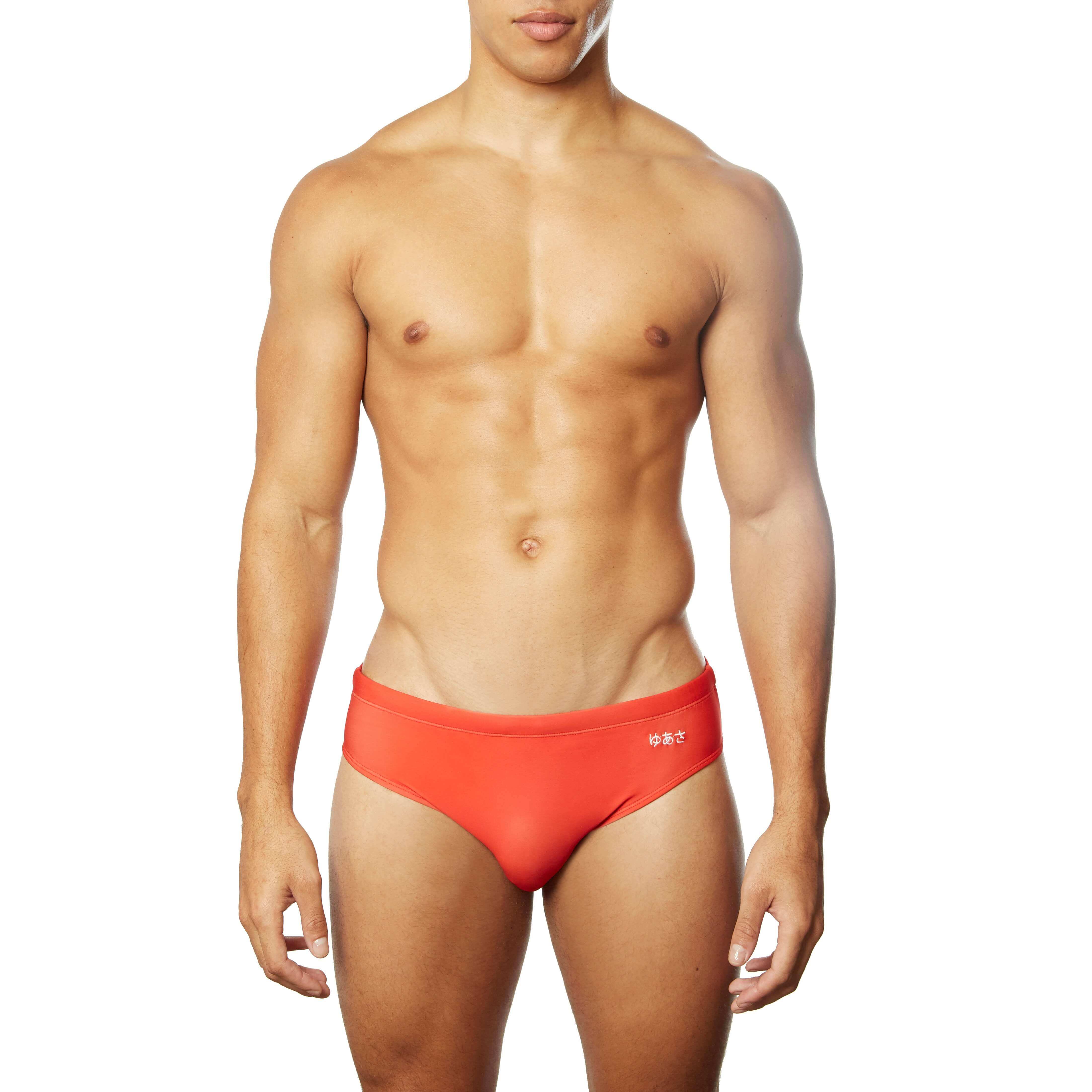 Fire engine red swim brief