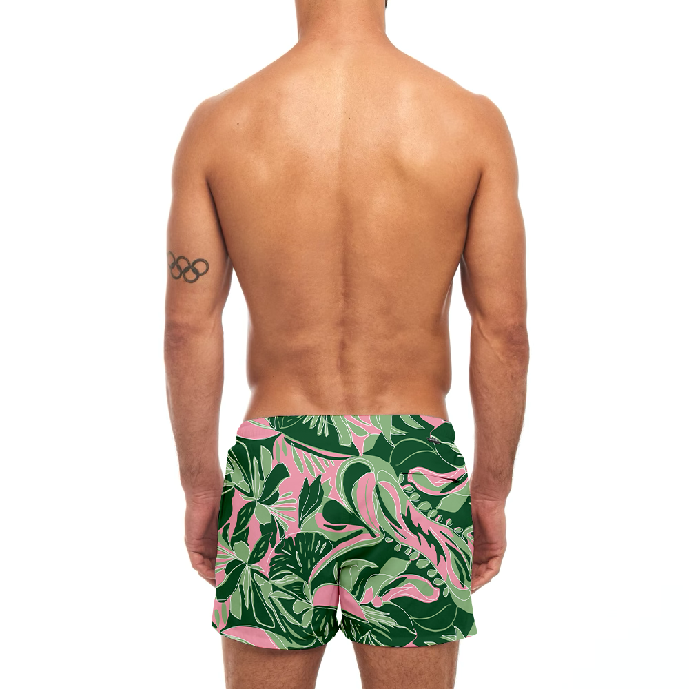 Hero Floral Classic Swim Short - Green & Pink