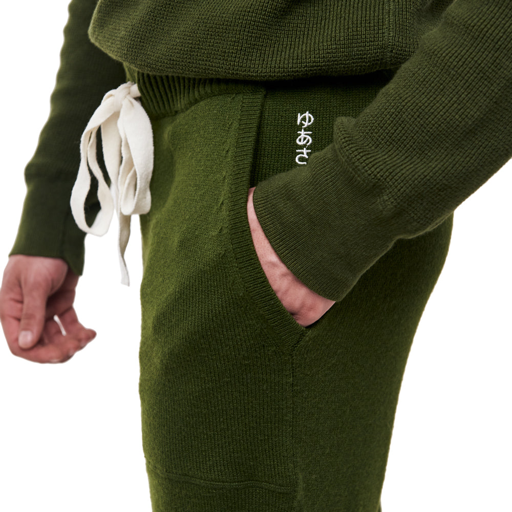 Two-Ply Merino Wool Joggers - Olive Green Sequoia
