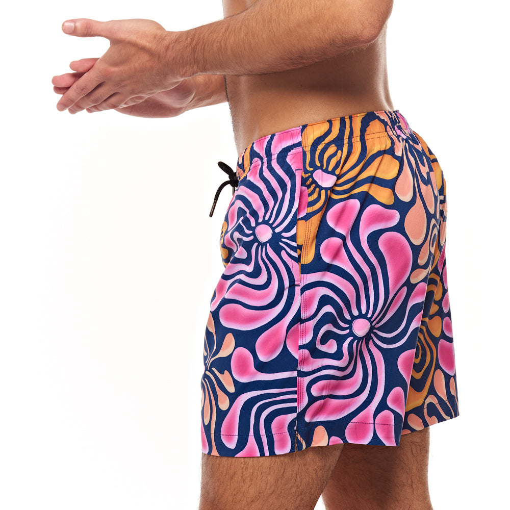 5.5" Truro Swim Short - Acid Floral, Pink & Orange