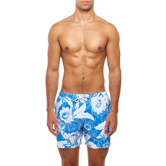 5.5" Truro Swim Short - Tropic Floral, Blue & White