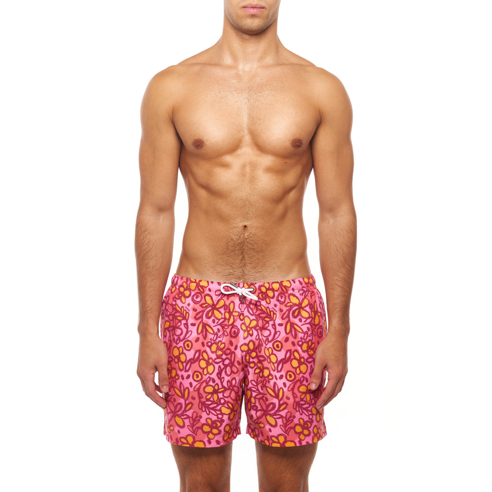 5.5" Truro Swim Short - Sketchbook Cosmos, Pink Multi