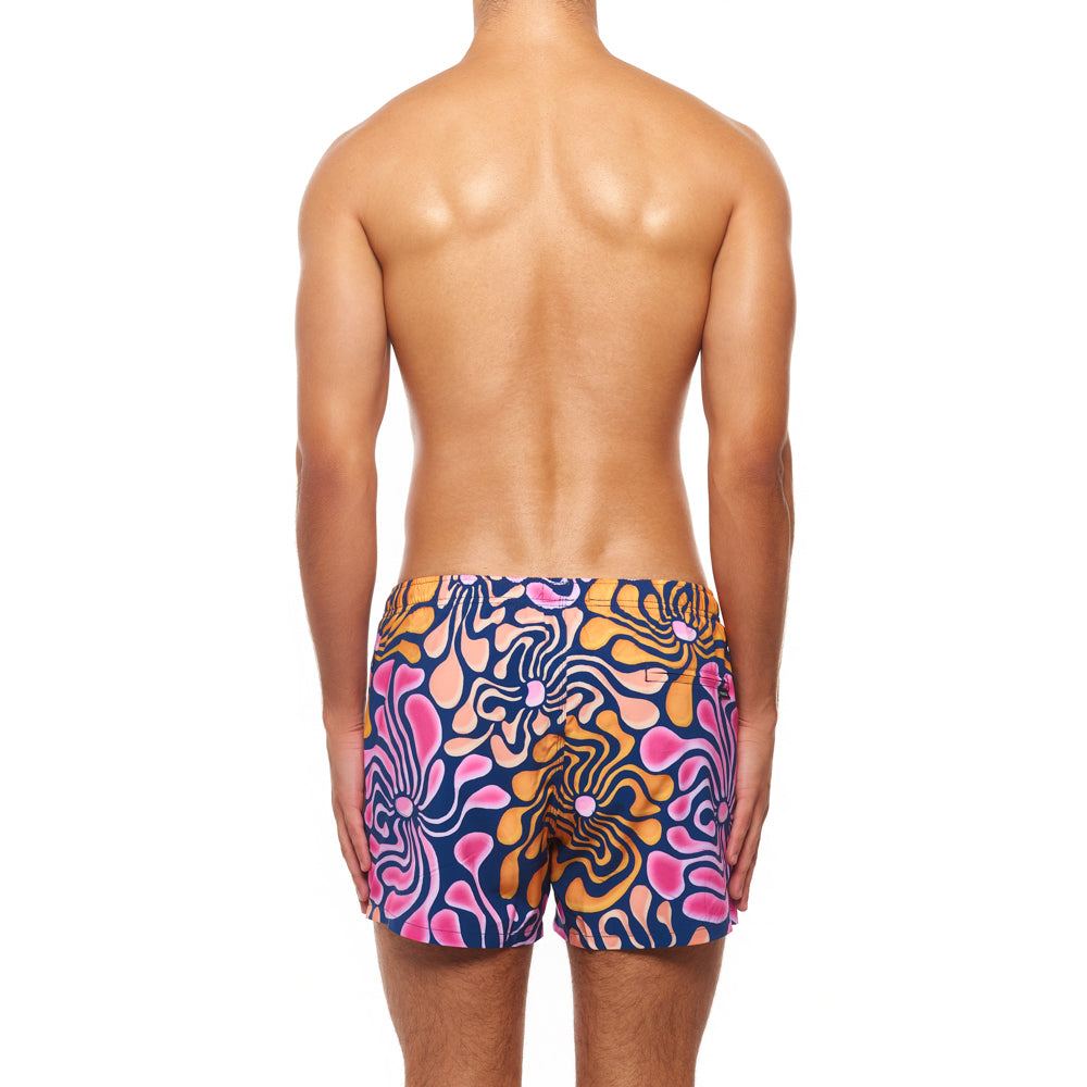 3.5" Pines Swim Short - Acid Floral, Pink & Orange