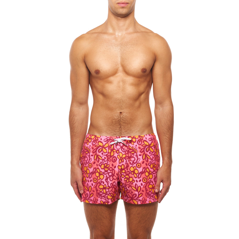 3.5" Pines Swim Short - Sketchbook Cosmos, Pink Multi