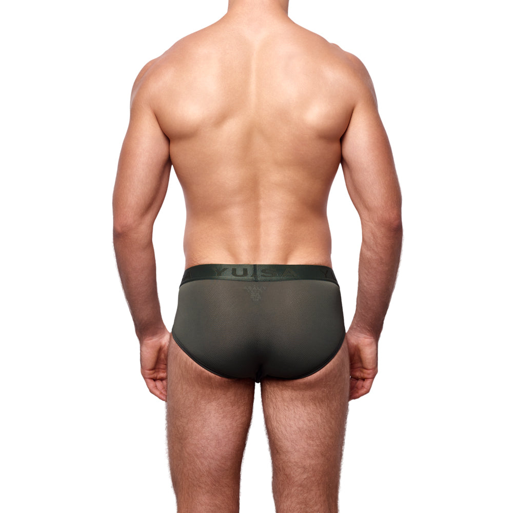 Carbon Mesh Tagless Hip Brief Olive Green