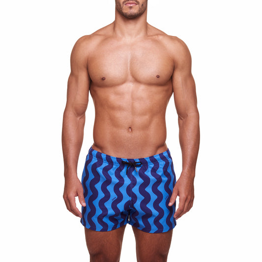3.5" Pines Swim Short - Waveform - Blue