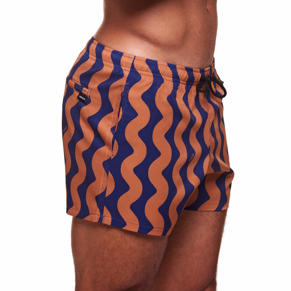 3.5" Pines Swim Short - Waveform - Brown