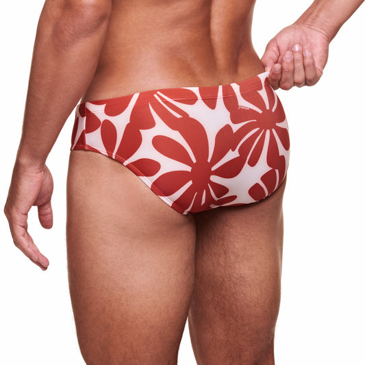 Classic Swim Brief - Blossom - Rooibos Red