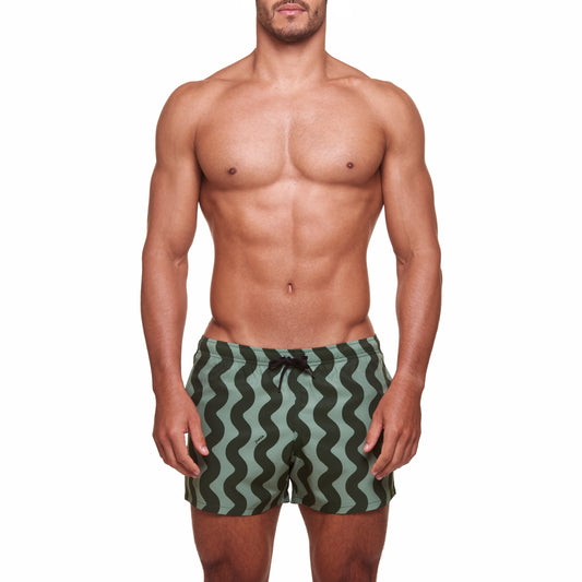 3.5" Pines Swim Short - Waveform - Green
