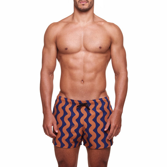 3.5" Pines Swim Short - Waveform - Brown
