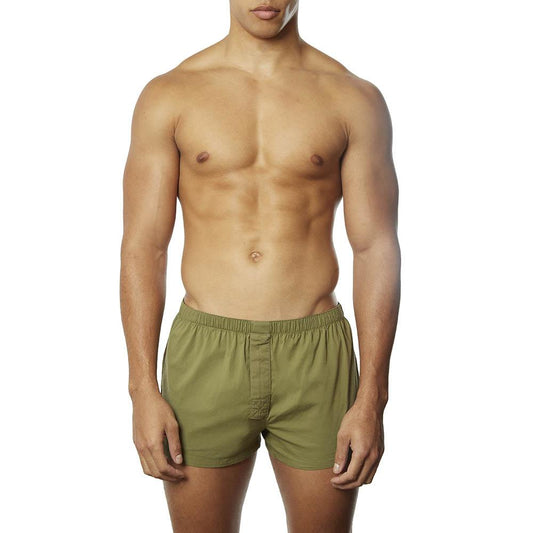 Short-Cut Cotton Boxer Olive Green