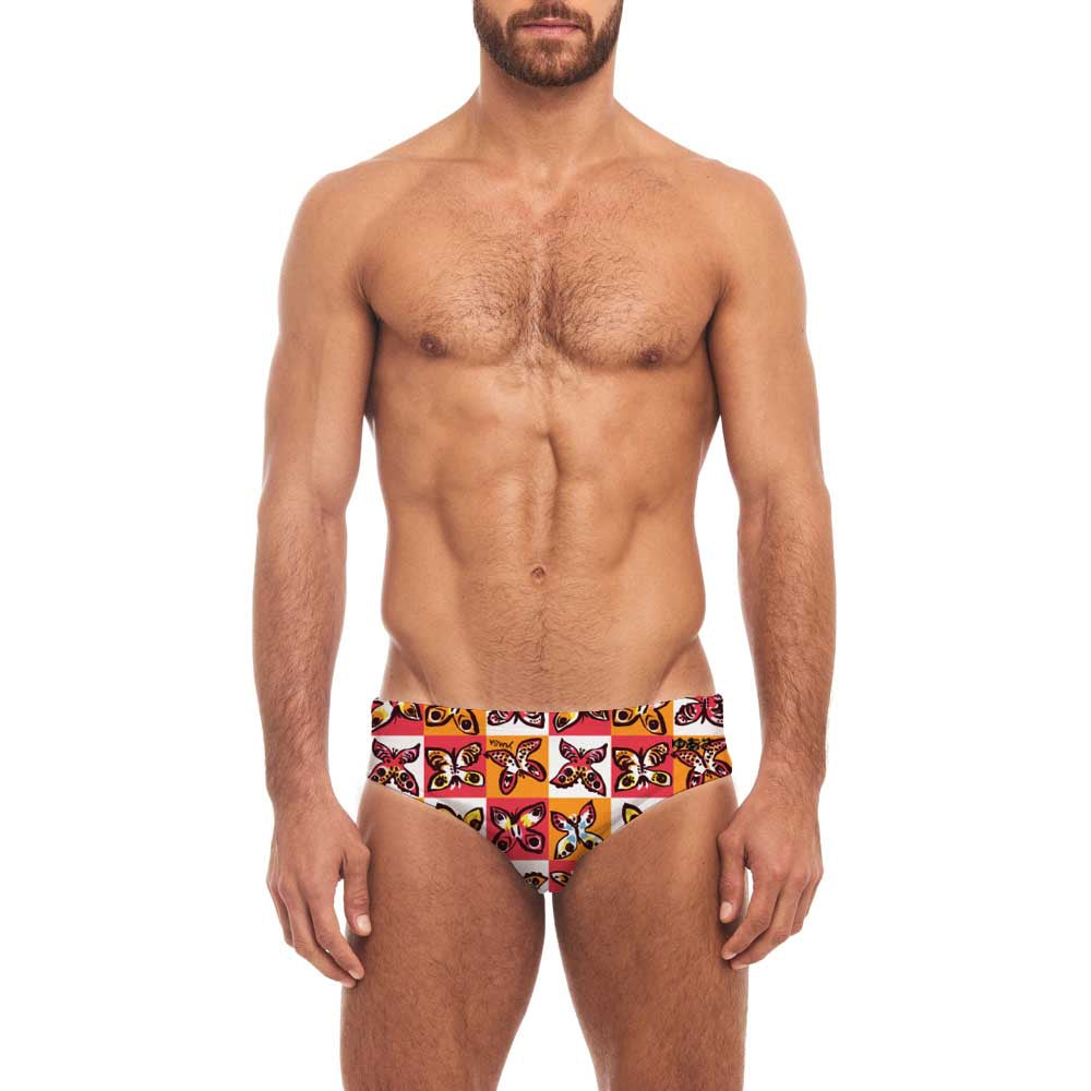 Classic Swim Brief - Summer Butterflies Tigerlily Orange
