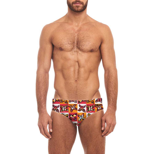 Classic Swim Brief - Summer Butterflies Tigerlily Orange