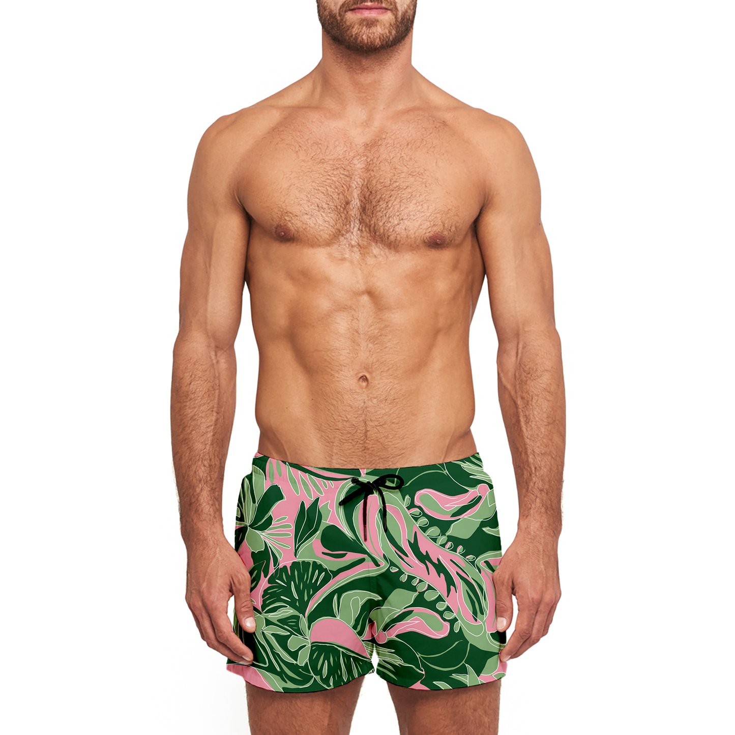 Hero Floral Classic Swim Short - Green & Pink