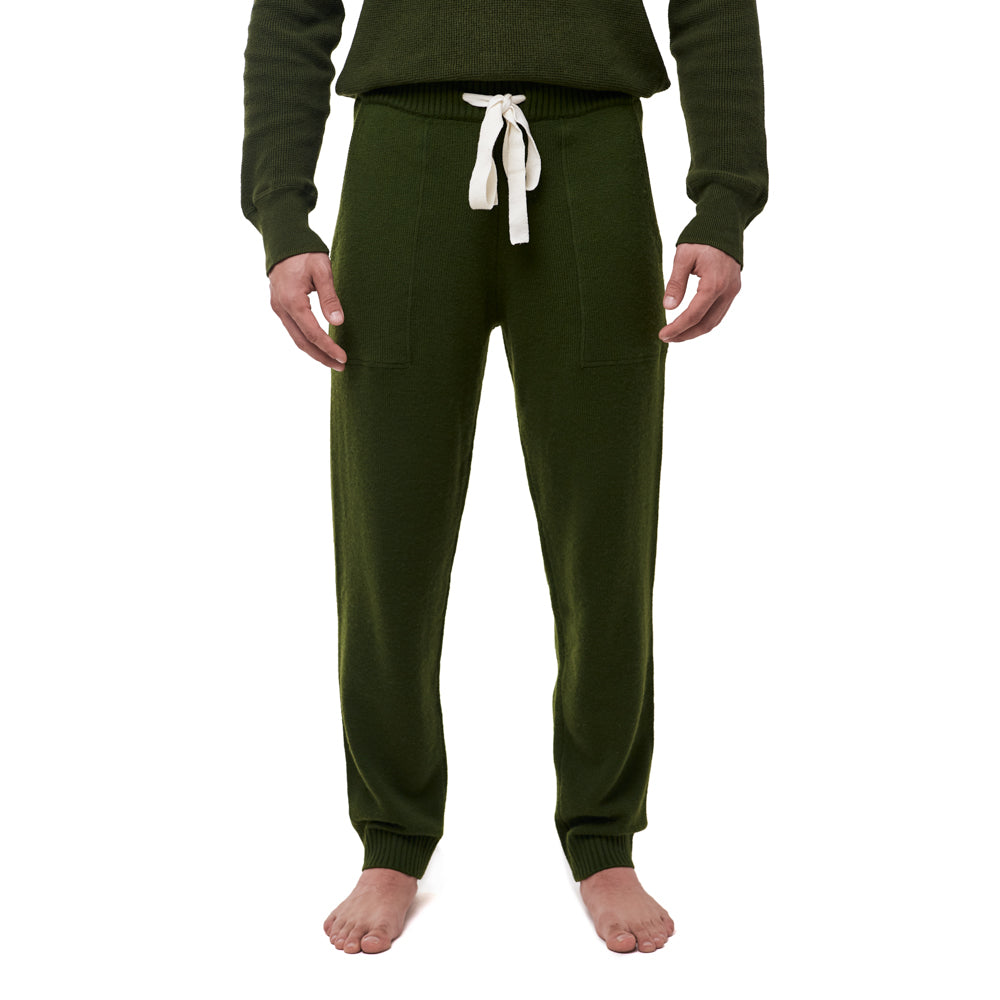 Two-Ply Merino Wool Joggers - Olive Green Sequoia