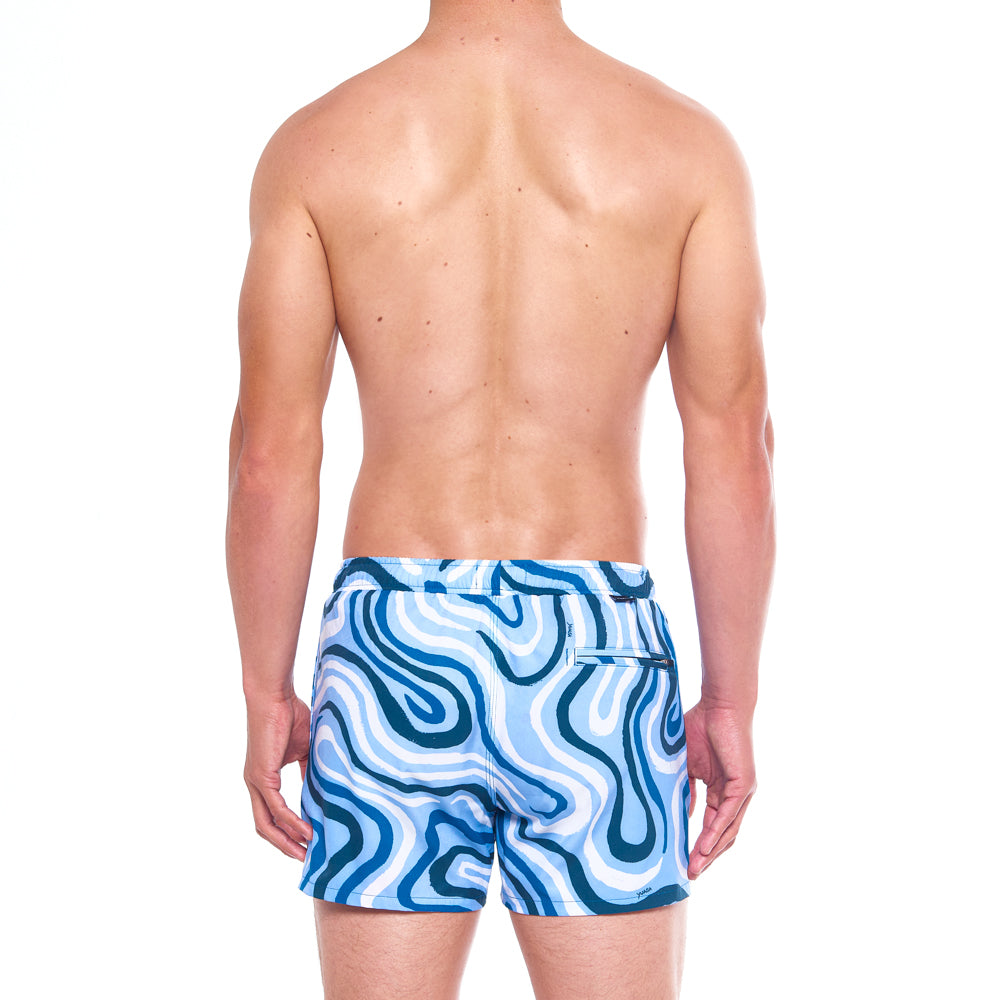 3.5" Pines Swim Short - Summer Dunes, Blue & White
