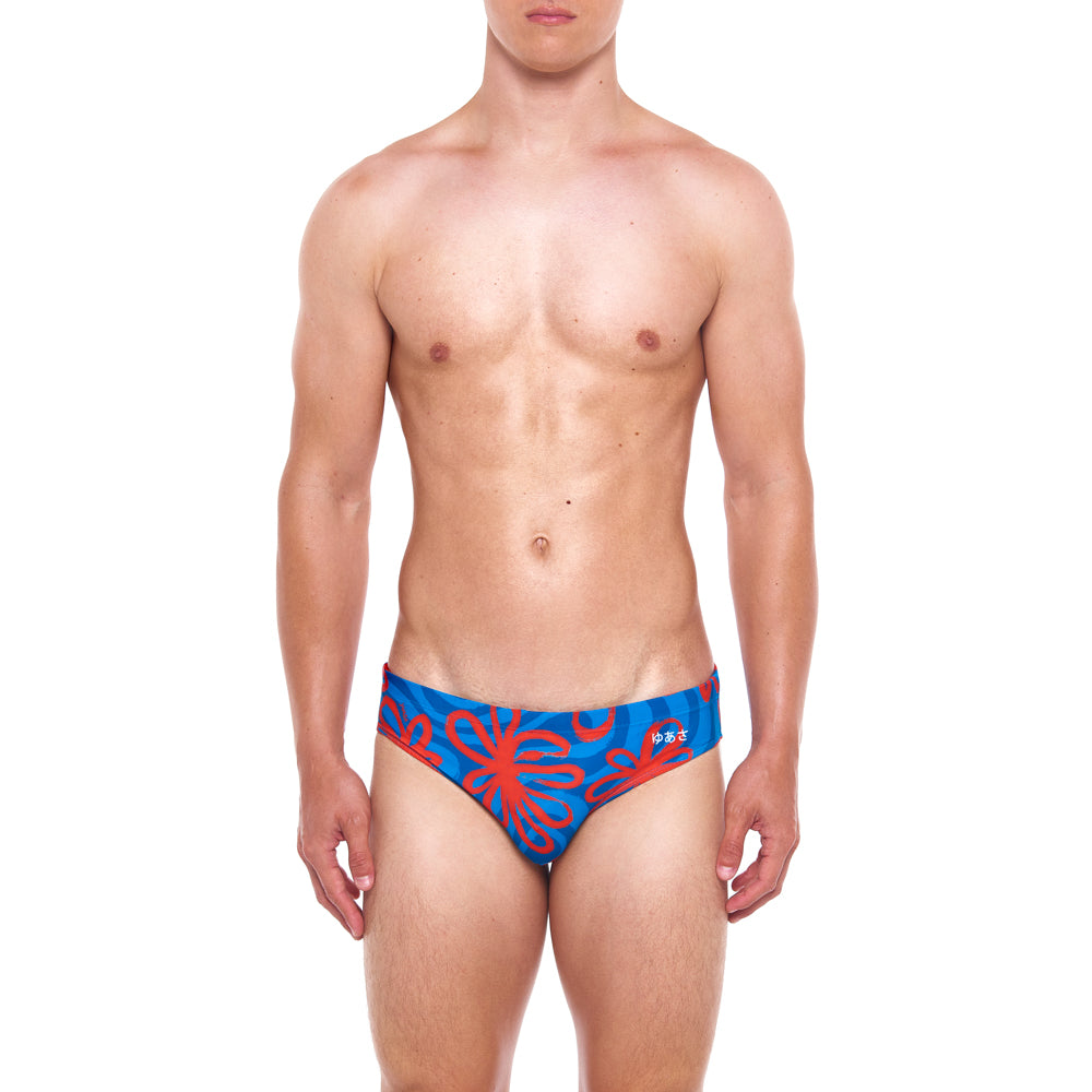 Classic Swim Brief - Daisy Wave, Red & Blue